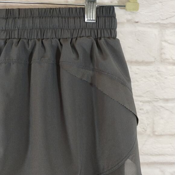 Women's Grey 2 in 1 Lined Quick Dry Yoga Workout Fitness Gym Running Shorts XS S - Picture 7 of 8